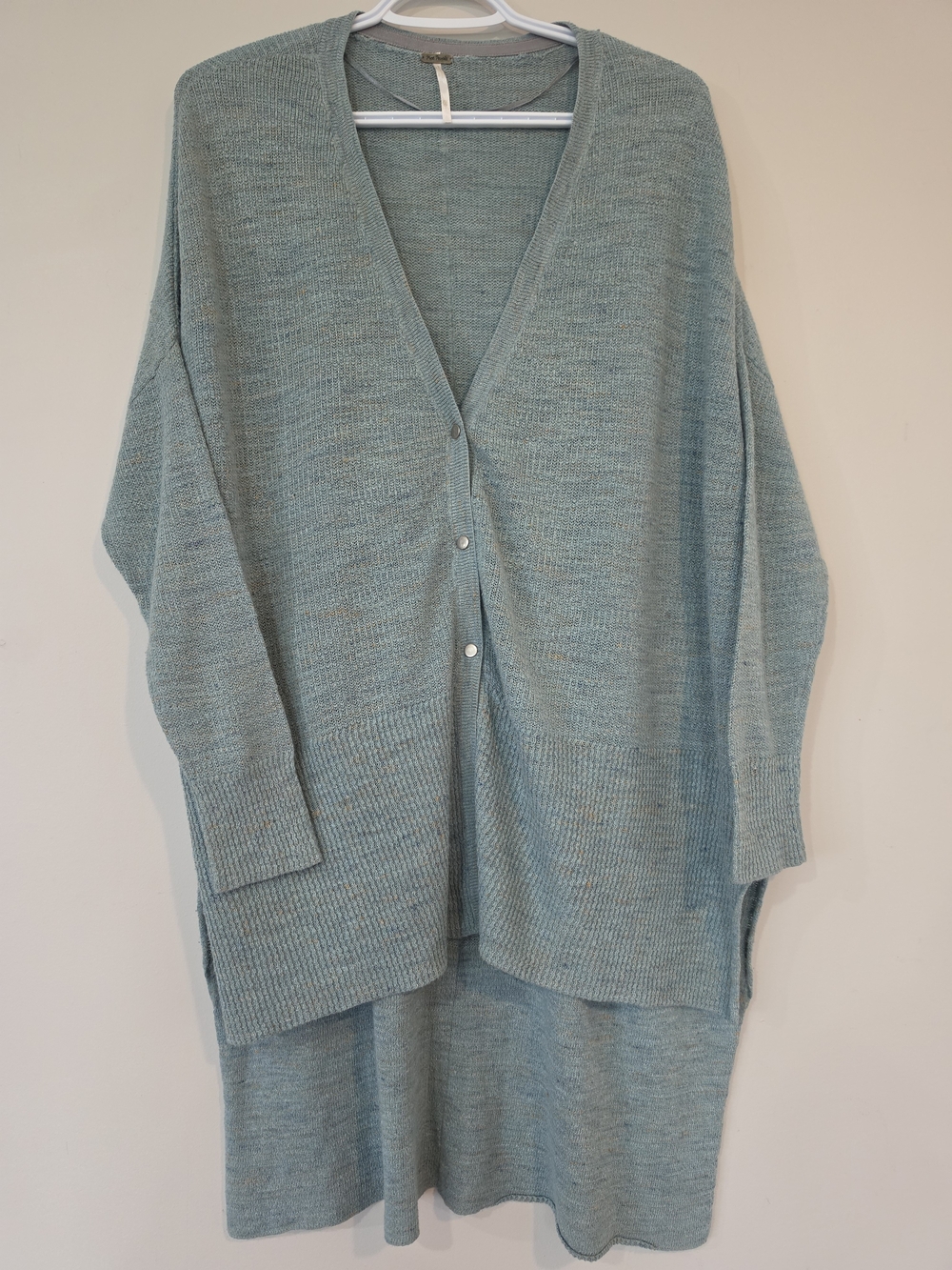 Free People Seafoam Green Knit Snap Cardigan. Womens Size XS. OVERSIZED